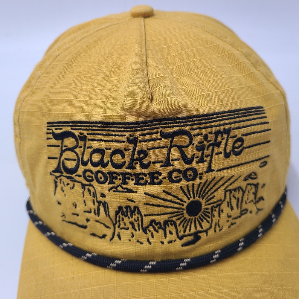 Black Rifle Coffee Company Hat Snapback Yellow Black Ripstop Rope Mountains Hike - Picture 5 of 15